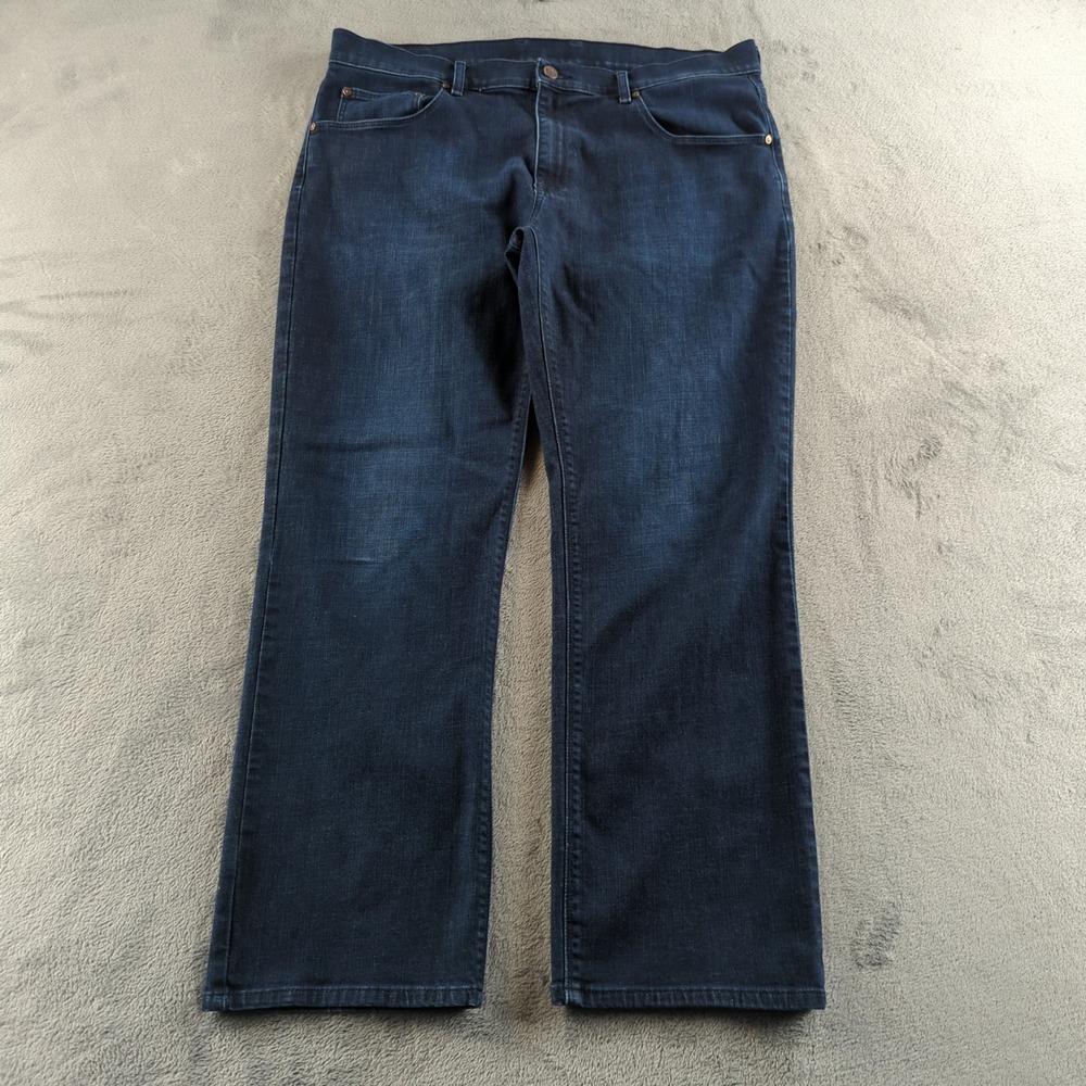 Mott & Bow Jeans Mens 38x30 Blue Dark Wash Crosby Regular Straight Stretch Work